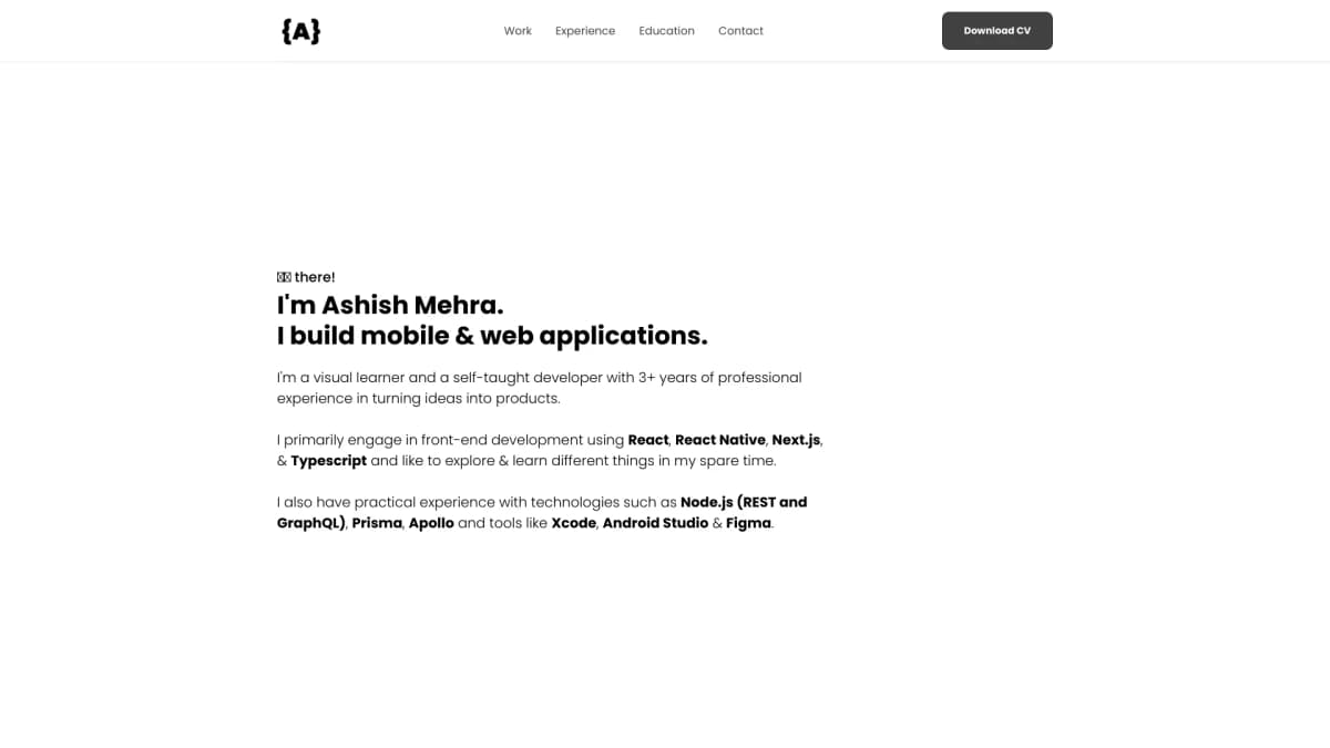 Ashish Mehra Portfolio