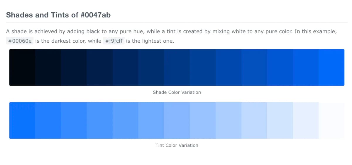 Shades and Tones Generated