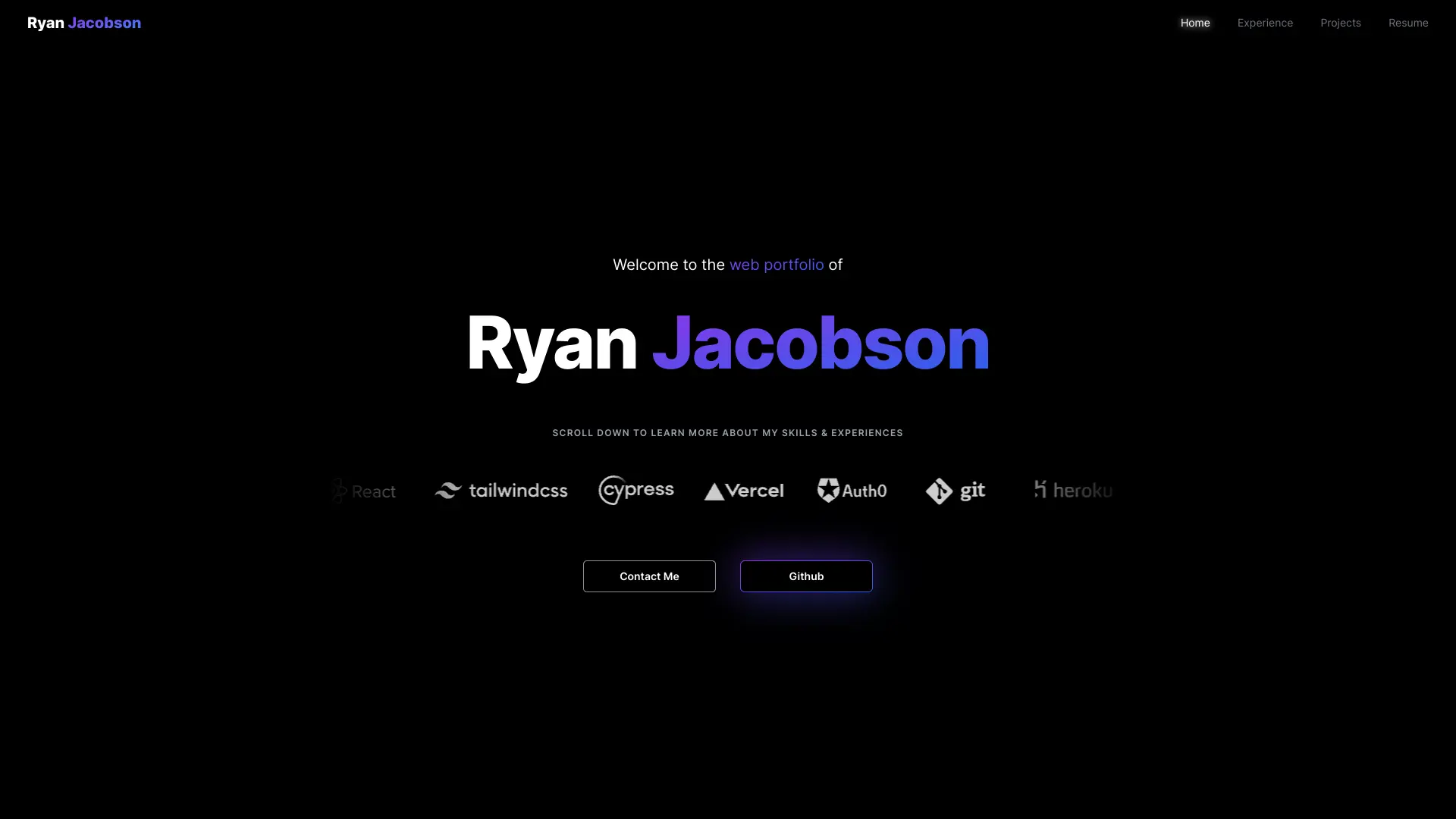 Ryan Jacobson developer-centric full stack portfolio.