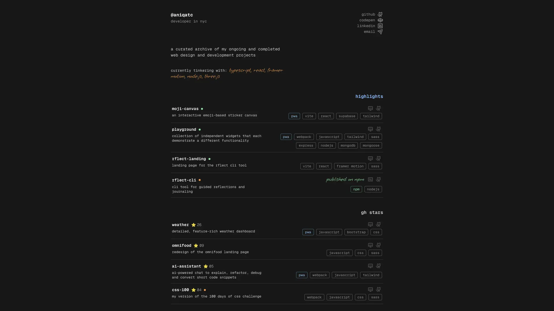 portfolio of Web Developer category