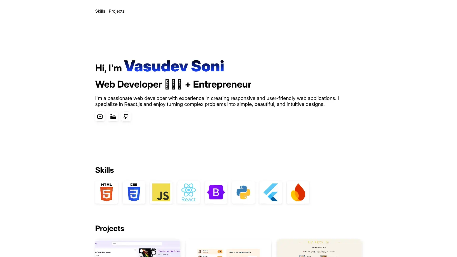 Vasudev Soni's Portfolio hosted on GitHub Pages